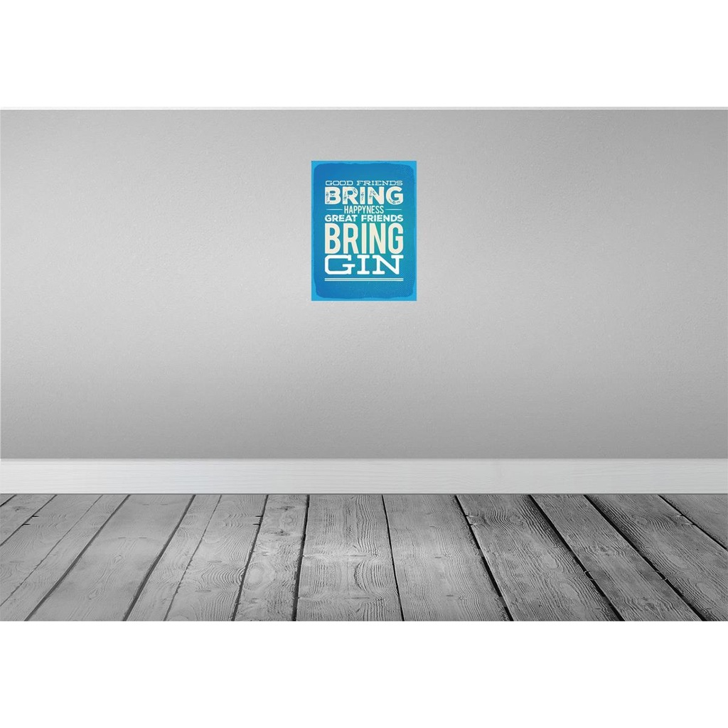 [LA-138754-H] Holzschild 40x30 cm Good Friends bring Happyness Gin Spruch Zitat Bild 2