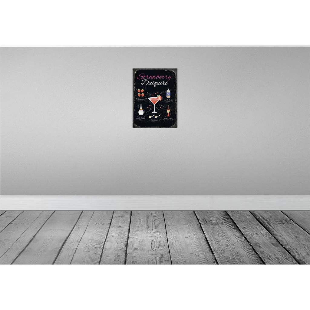 [LA-138767-H] Holzschild 40x30 cm Strawberry Daiquiri Cocktail Essen Trinken Bild 2