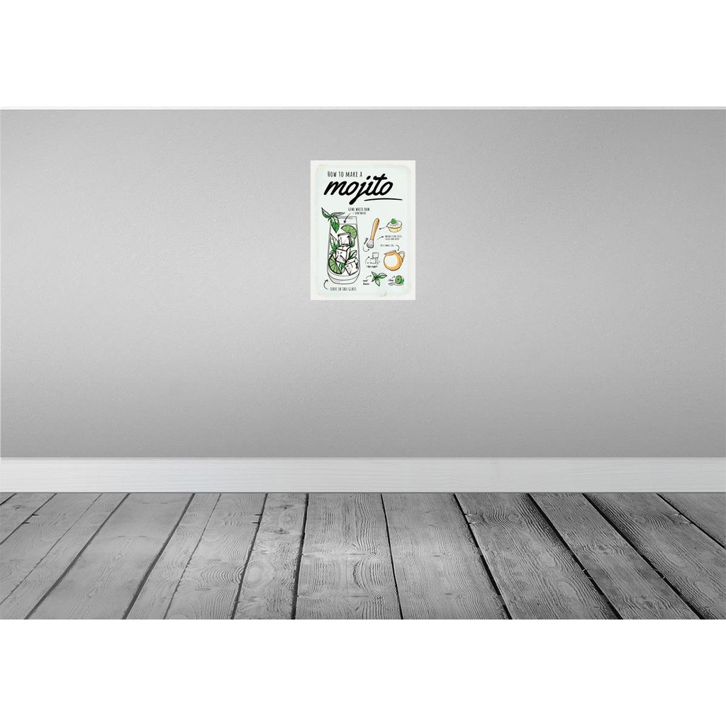 [LA-138770-H] Holzschild 40x30 cm Mojito Cocktail Recipewhite rum Essen Trinken Bild 2