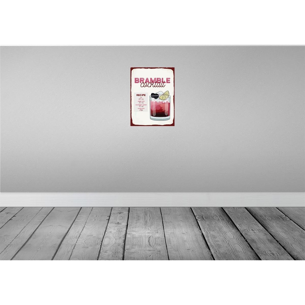 [LA-138782-H] Holzschild 40x30 cm Bramble Cocktail Recipe Gin Essen Trinken Bild 2