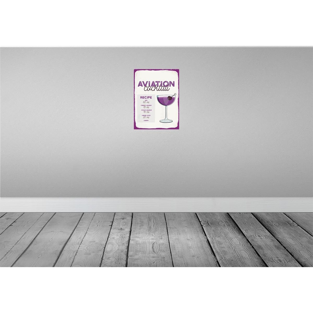 [LA-138785-H] Holzschild 40x30 cm Aviation Cocktail Recipe Essen Trinken Bild 2