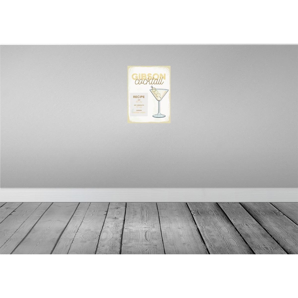 [LA-138789-H] Holzschild 40x30 cm Gibson Cocktail Recipe Essen Trinken Bild 2