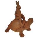 [LA-1781173] Figur Gusseisen Hase auf Schildkröte Bild 2
