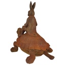 [LA-1781173] Figur Gusseisen Hase auf Schildkröte Bild 7