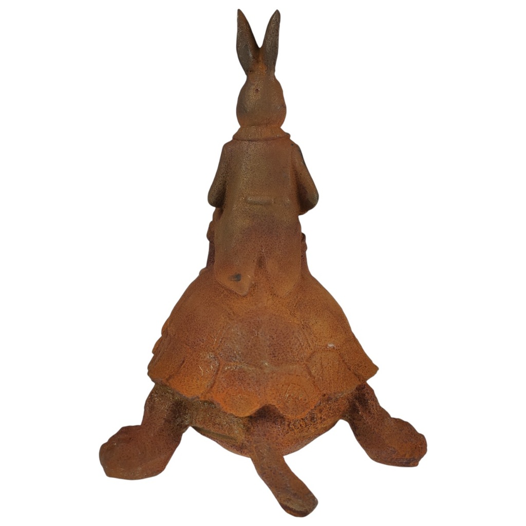[LA-1781173] Figur Gusseisen Hase auf Schildkröte Bild 8