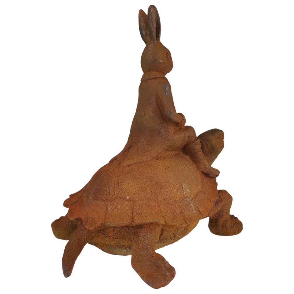 [LA-1781173] Figur Gusseisen Hase auf Schildkröte Bild 9
