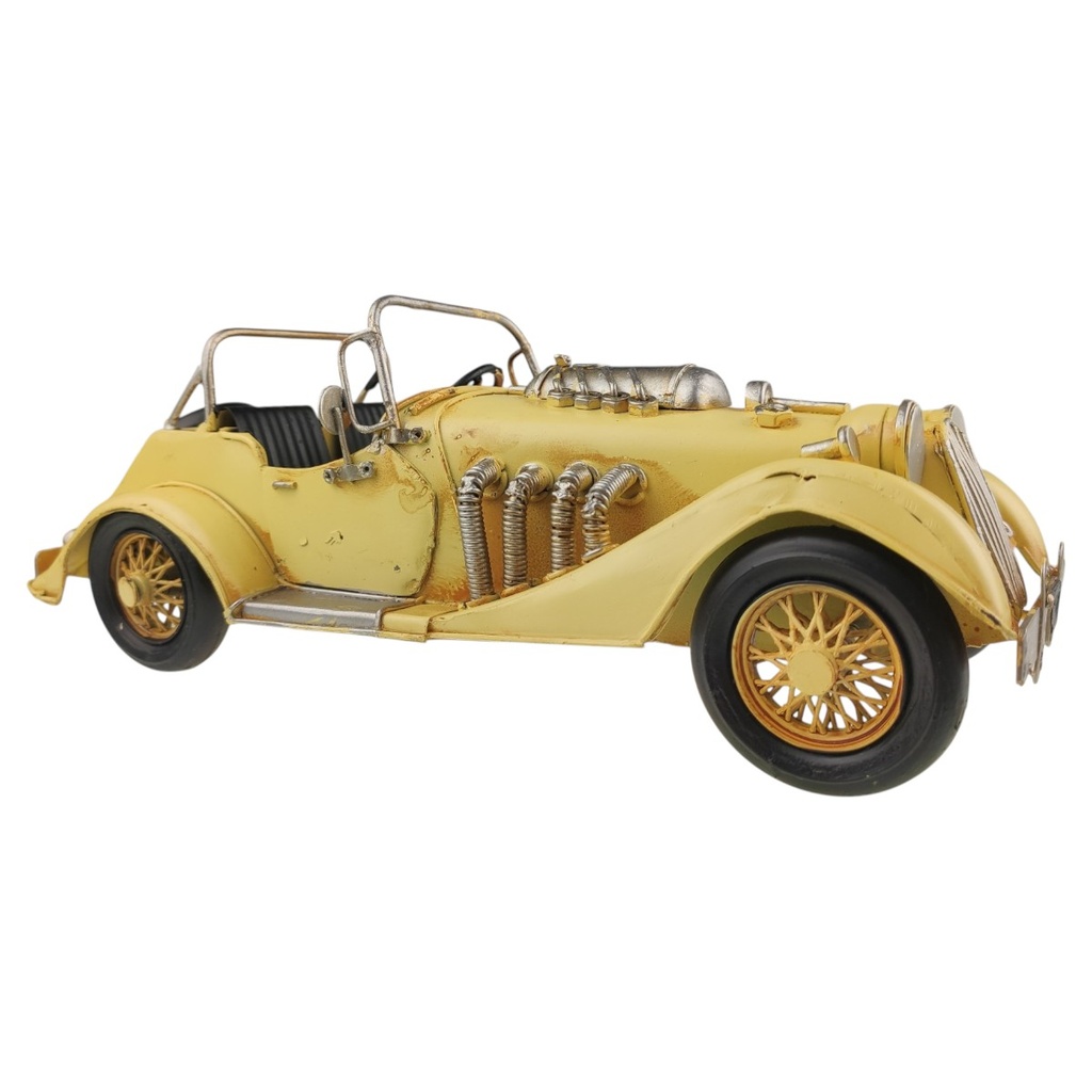 [LA-1820043] Blechmodell Blechauto Oldtimer Sportwagen Gelb Antik Eisen Gelb Bild 3