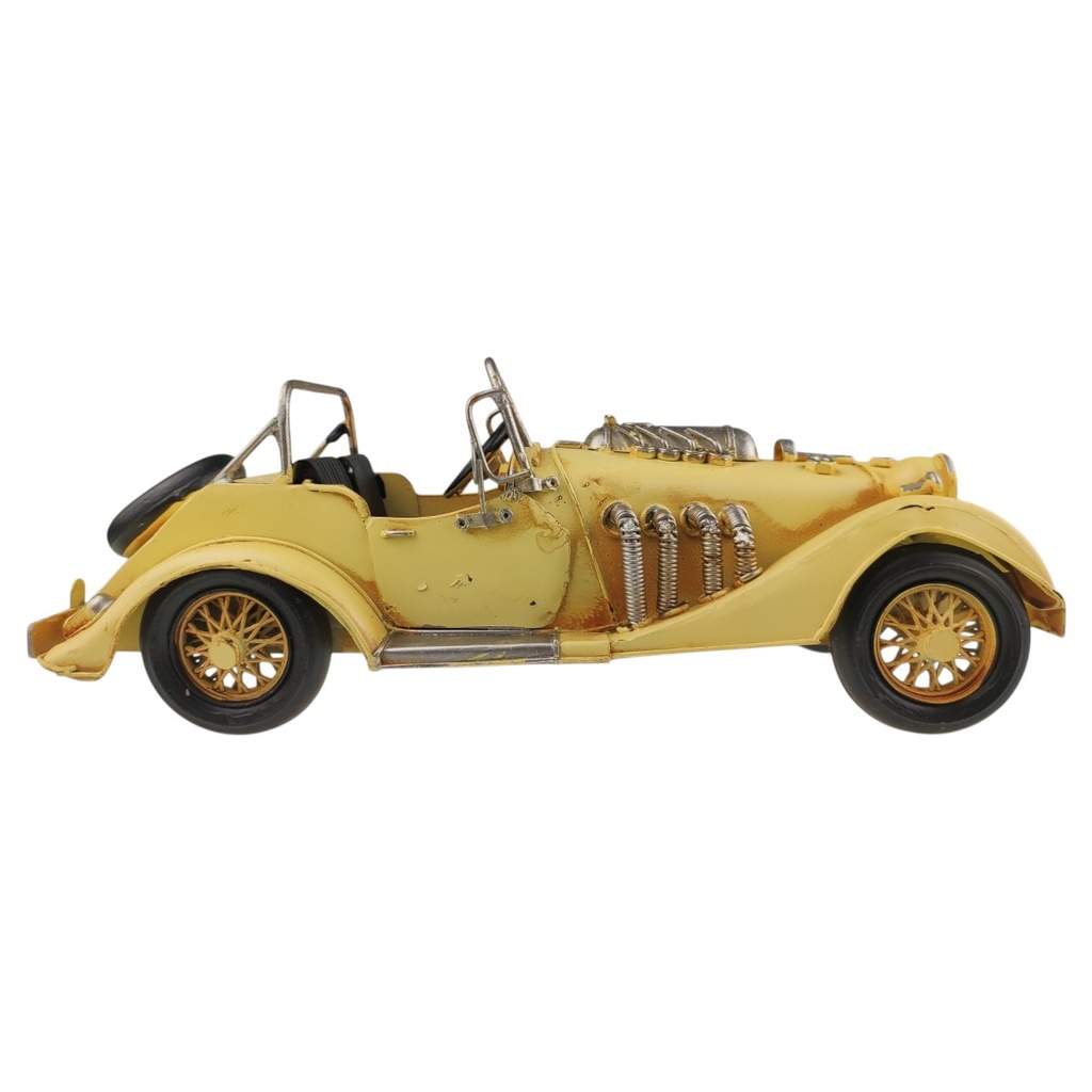[LA-1820043] Blechmodell Blechauto Oldtimer Sportwagen Gelb Antik Eisen Gelb Bild 4