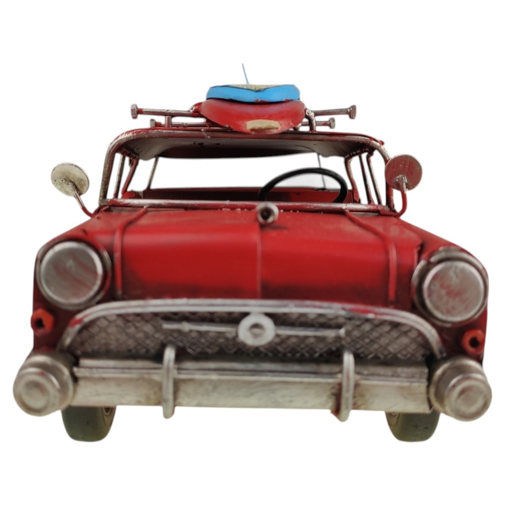 [LA-1820044] Blechmodell Blechauto Oldtimer PKW Rot mit Surfbrett Bild 2