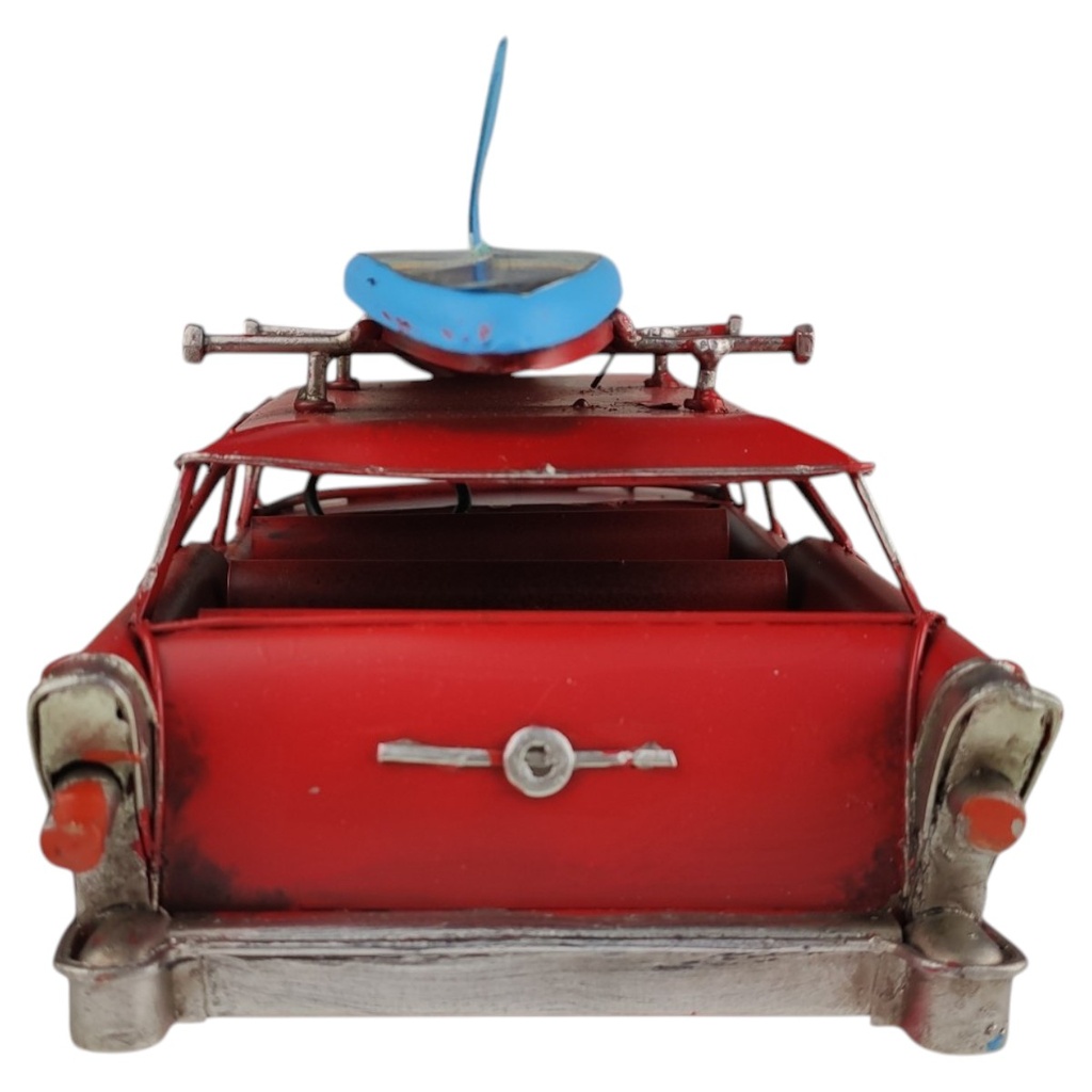 [LA-1820044] Blechmodell Blechauto Oldtimer PKW Rot mit Surfbrett Bild 5