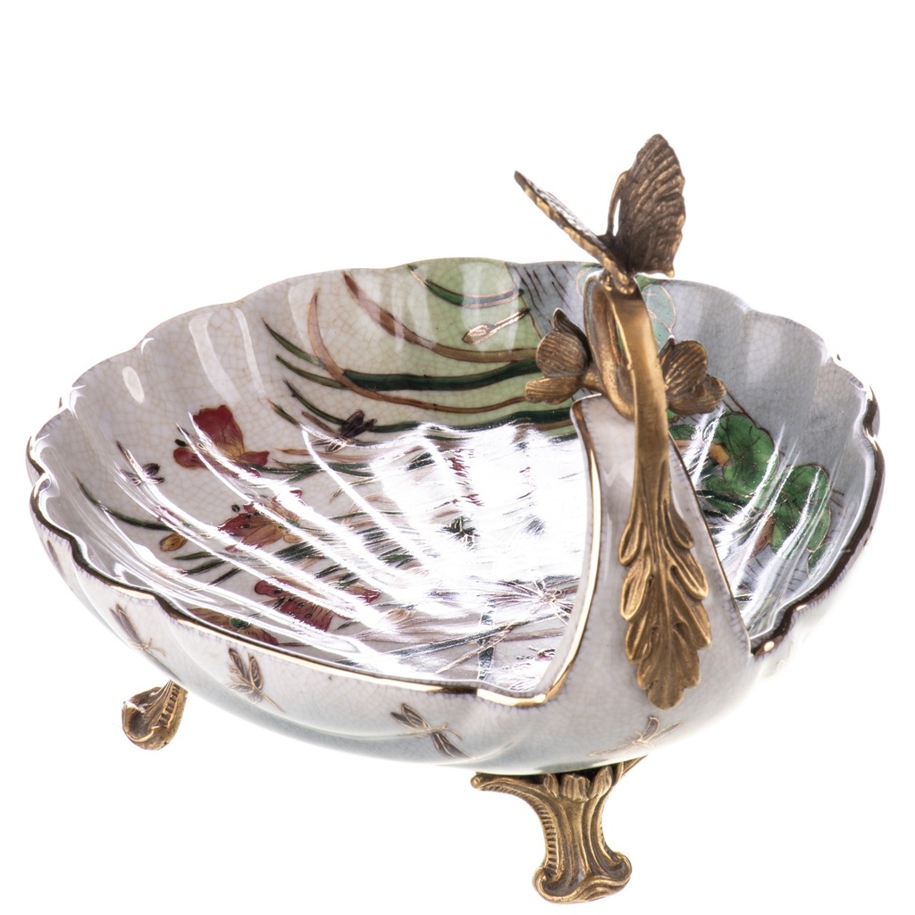 [LA-1821868] Porzellan mit Bronze Schale mit Schmetterling Bild 2