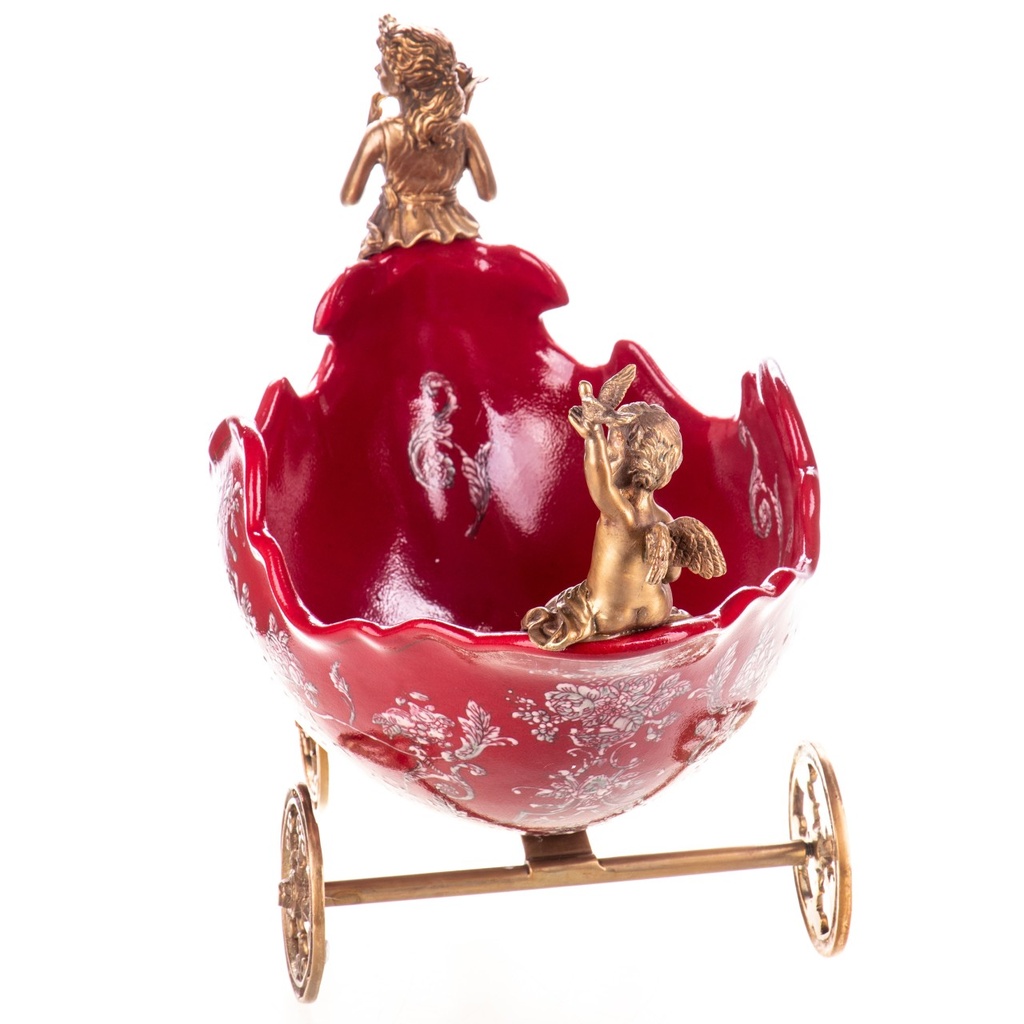[LA-1821903] Porzellan mit Bronze Schale Kutsche mit Frau und Engel Bild 2