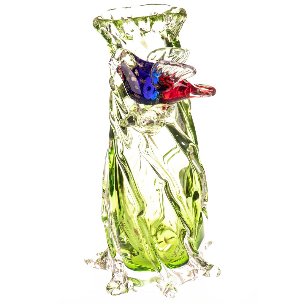 [LA-1821984] Murano-Stil Glas Vase mit Vogel Bild 3