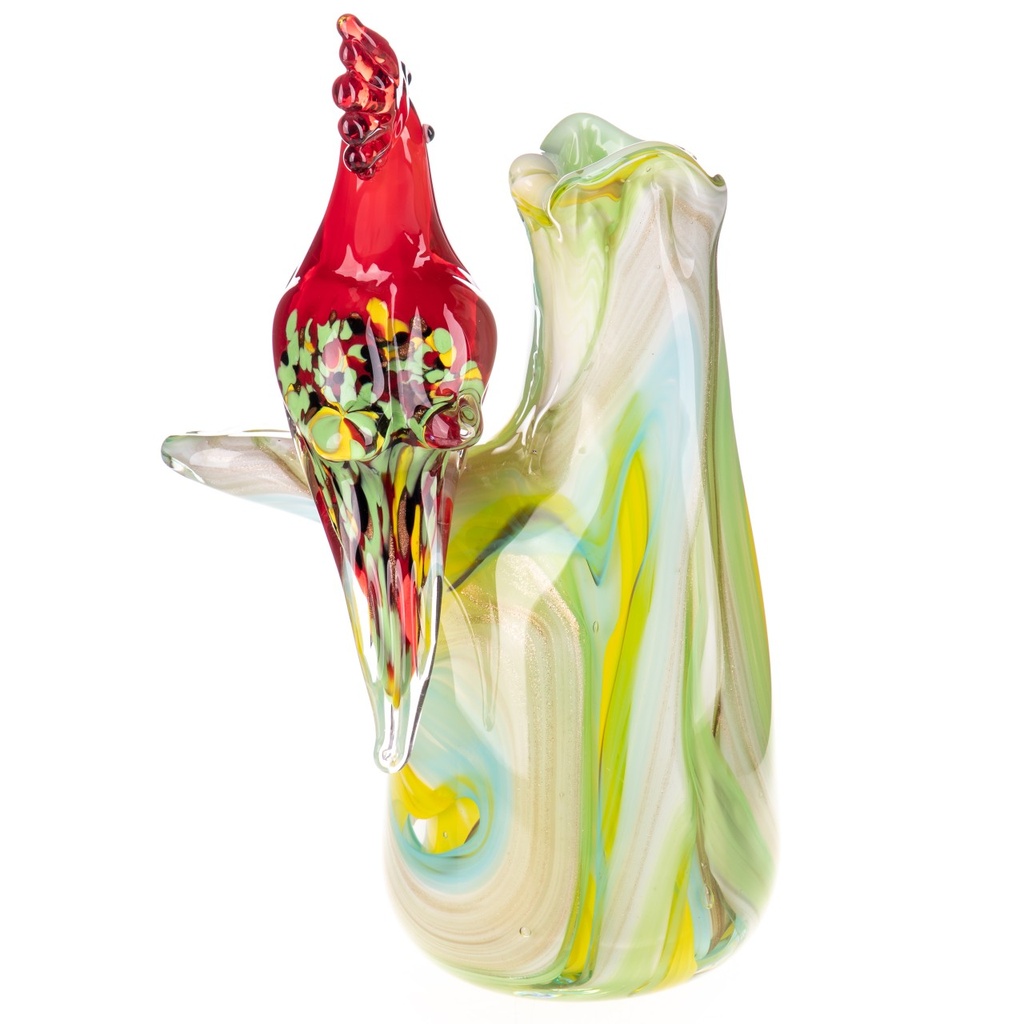 [LA-1821985] Murano-Stil Glas Vase mit Papagei Bild 2