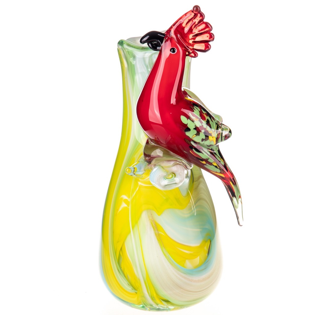 [LA-1821985] Murano-Stil Glas Vase mit Papagei Bild 3