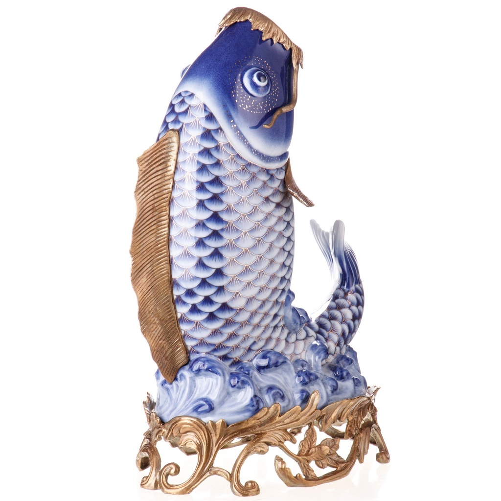 [LA-1822017] Porzellan mit Bronze Vase Fisch Bild 3
