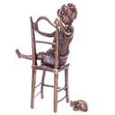 [LA-1822067] Bronzeskulptur Bronzefigur Mädchen auf Stuhl mit Katze Bild 3