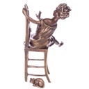 [LA-1822067] Bronzeskulptur Bronzefigur Mädchen auf Stuhl mit Katze Bild 4