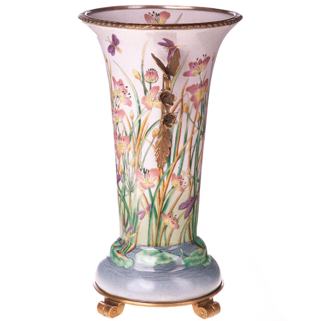 [LA-1822077] Porzellan mit Bronze Vase mit Schmetterlingen Bild 2