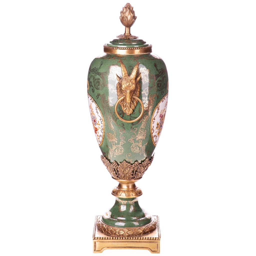 [LA-1822078] Porzellan mit Bronze Deckelvase / Kerzenständer Bild 2