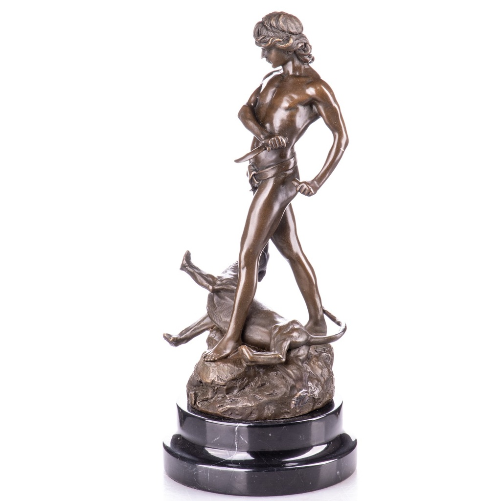 [LA-1822149] Bronzeskulptur Bronzefigur Junge mit Leopard nach Loys Potet Bild 4