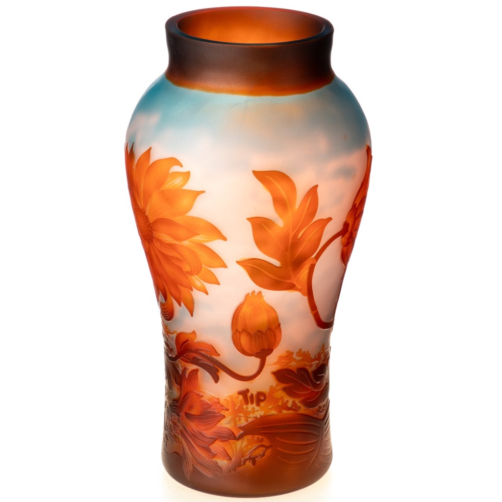 [LA-1822213] Handgefertigte Kameoglas Vase signiert Gallé und Tip Bild 2
