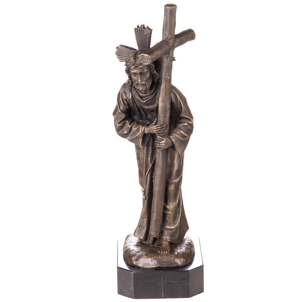 [LA-1822327] Bronzeskulptur Bronzefigur Jesus mit Kreuz Bild 2