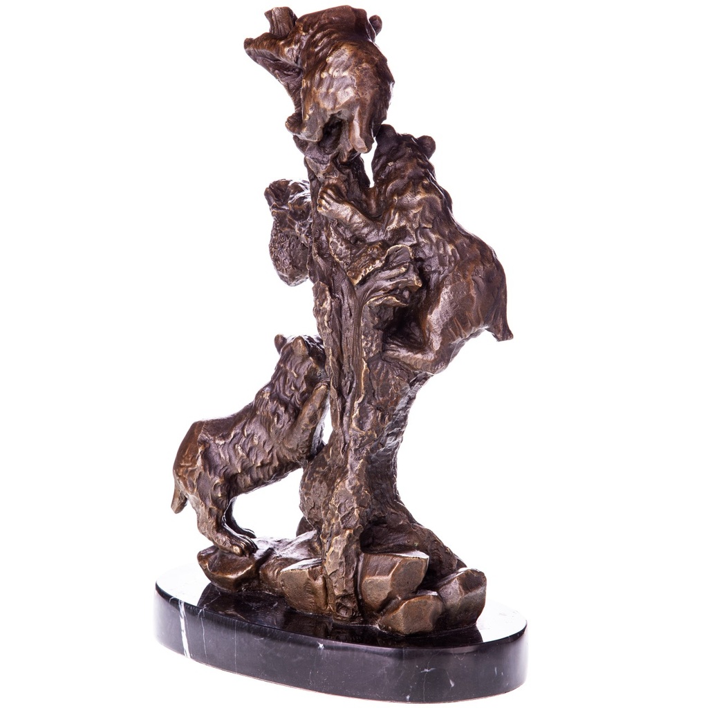 [LA-1822340] Bronzeskulptur Bronzefigur Bärenfamilie auf Baum Bild 3