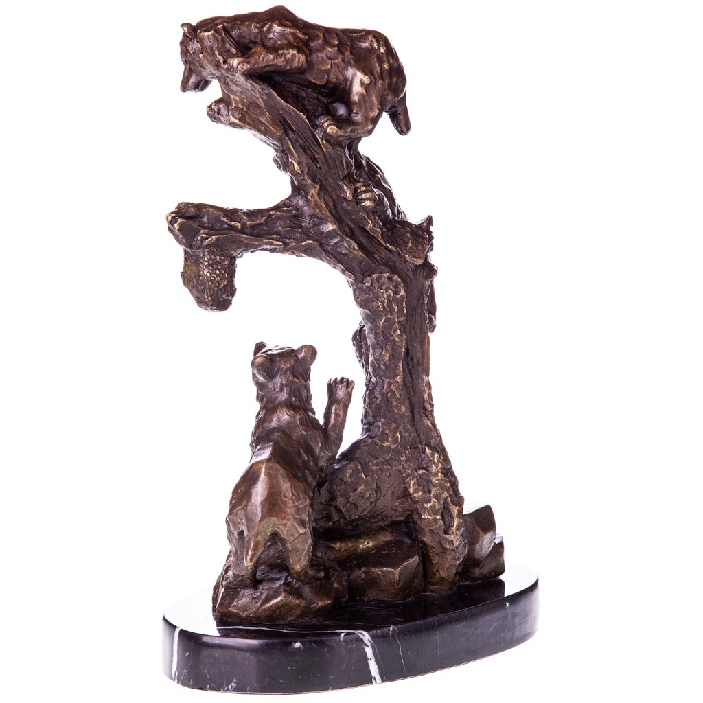[LA-1822340] Bronzeskulptur Bronzefigur Bärenfamilie auf Baum Bild 4