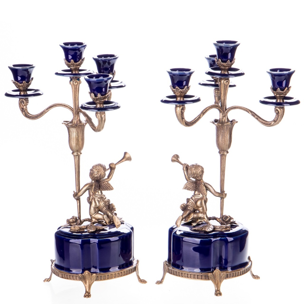 [LA-1822347] Porzellan mit Bronze Kerzenleuchter Set/2 Bild 2