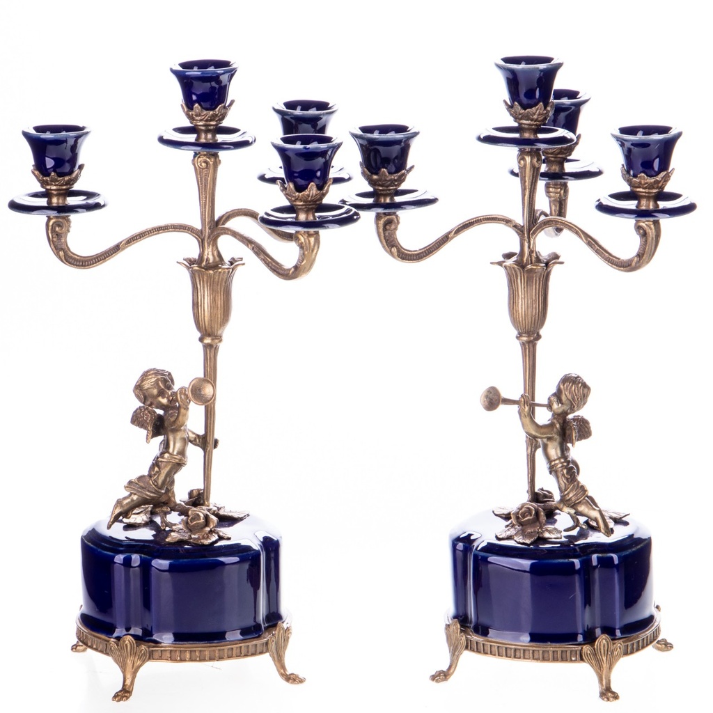 [LA-1822347] Porzellan mit Bronze Kerzenleuchter Set/2 Bild 3