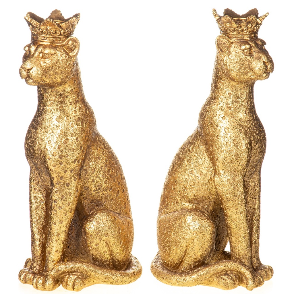[LA-1822374] Polyresinfigur Kerzenständer Set/2 Leoparden Bild 2