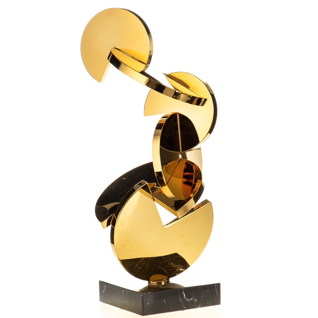 [LA-1822388] Moderne Edelstahl Skulptur Gold Verchromt Bild 2