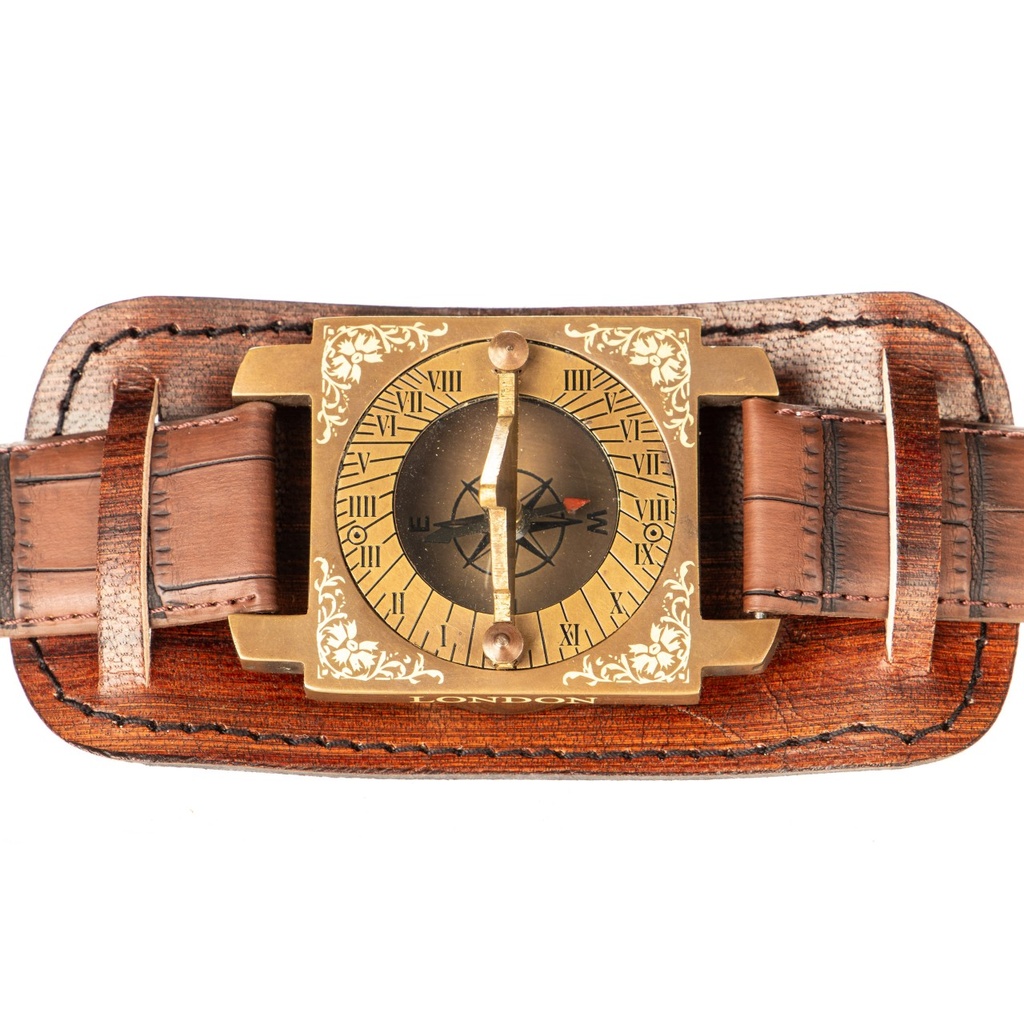 [LA-1822392] Messing Kompass mit Lederarmband Bild 2