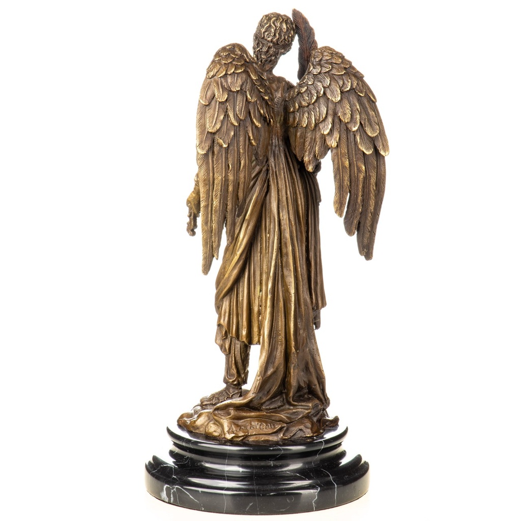 [LA-1822402] Bronzeskulptur Bronzefigur Engel mit Violine und Feder Bild 3