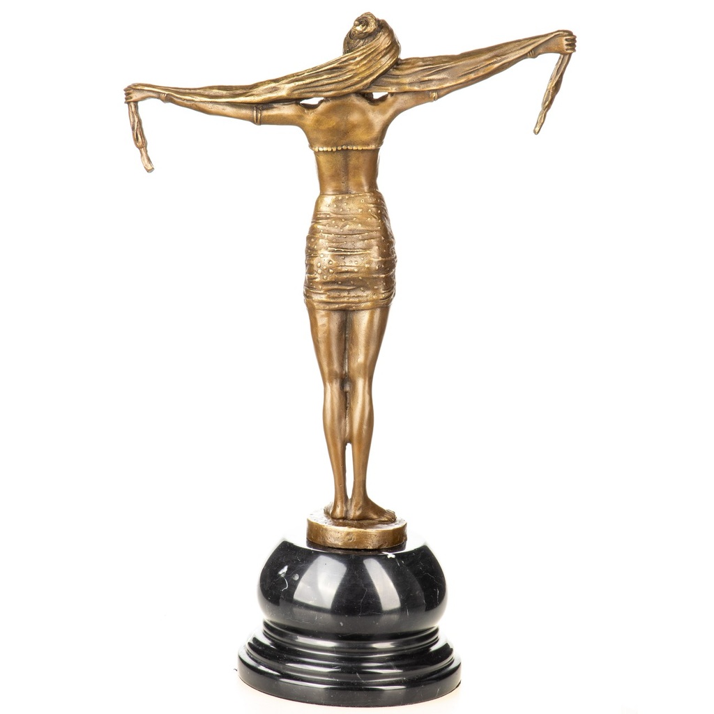 [2119803] Art Deco Bronzefigur Scarf Dancer Tänzerin mit Schal nach D.H.Chiparus Bild 3