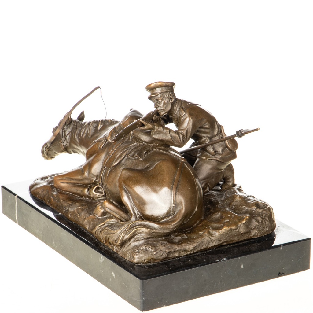 [LA-1822440] Bronzeskulptur Bronzefigur Soldat mit Pferd Bild 2