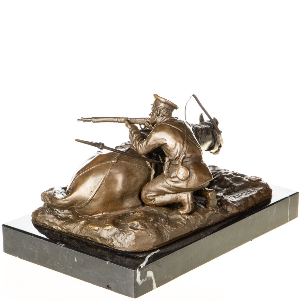 [LA-1822440] Bronzeskulptur Bronzefigur Soldat mit Pferd Bild 3