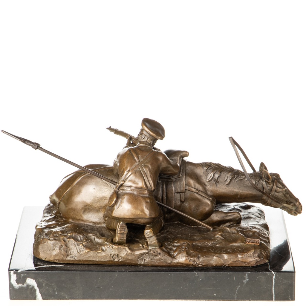 [LA-1822440] Bronzeskulptur Bronzefigur Soldat mit Pferd Bild 4