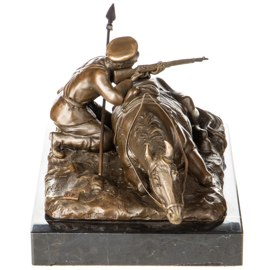 [LA-1822440] Bronzeskulptur Bronzefigur Soldat mit Pferd Bild 5
