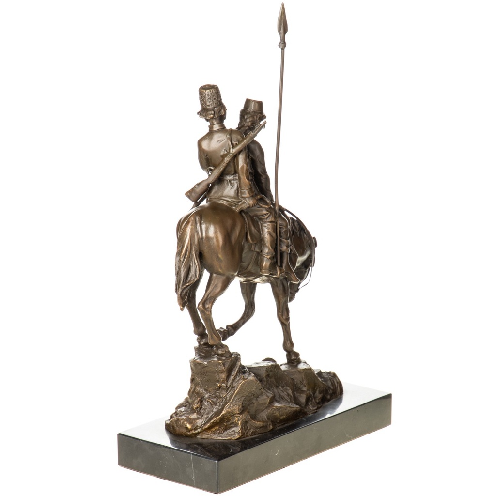 [LA-1822441] Bronzeskulptur Bronzefigur Kosakenpaar auf Pferd Bild 3