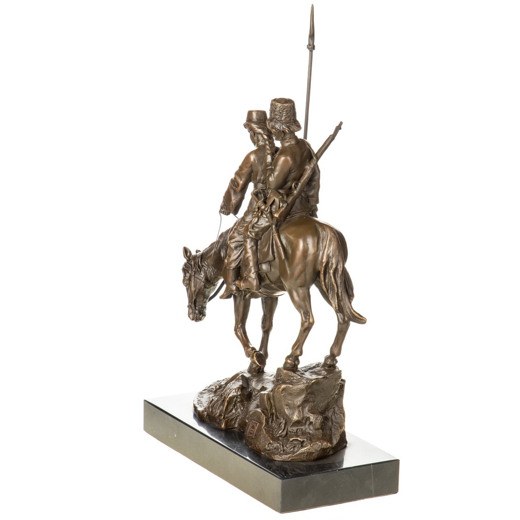 [LA-1822441] Bronzeskulptur Bronzefigur Kosakenpaar auf Pferd Bild 4