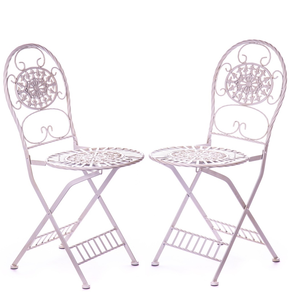 [LA-1822444] Metall Gartengarnitur Set / 3 Antik-Weiß Bild 2