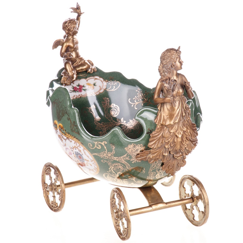 [LA-1822469] Porzellan mit Bronze Schale Kutsche mit Frau und Engel Bild 3