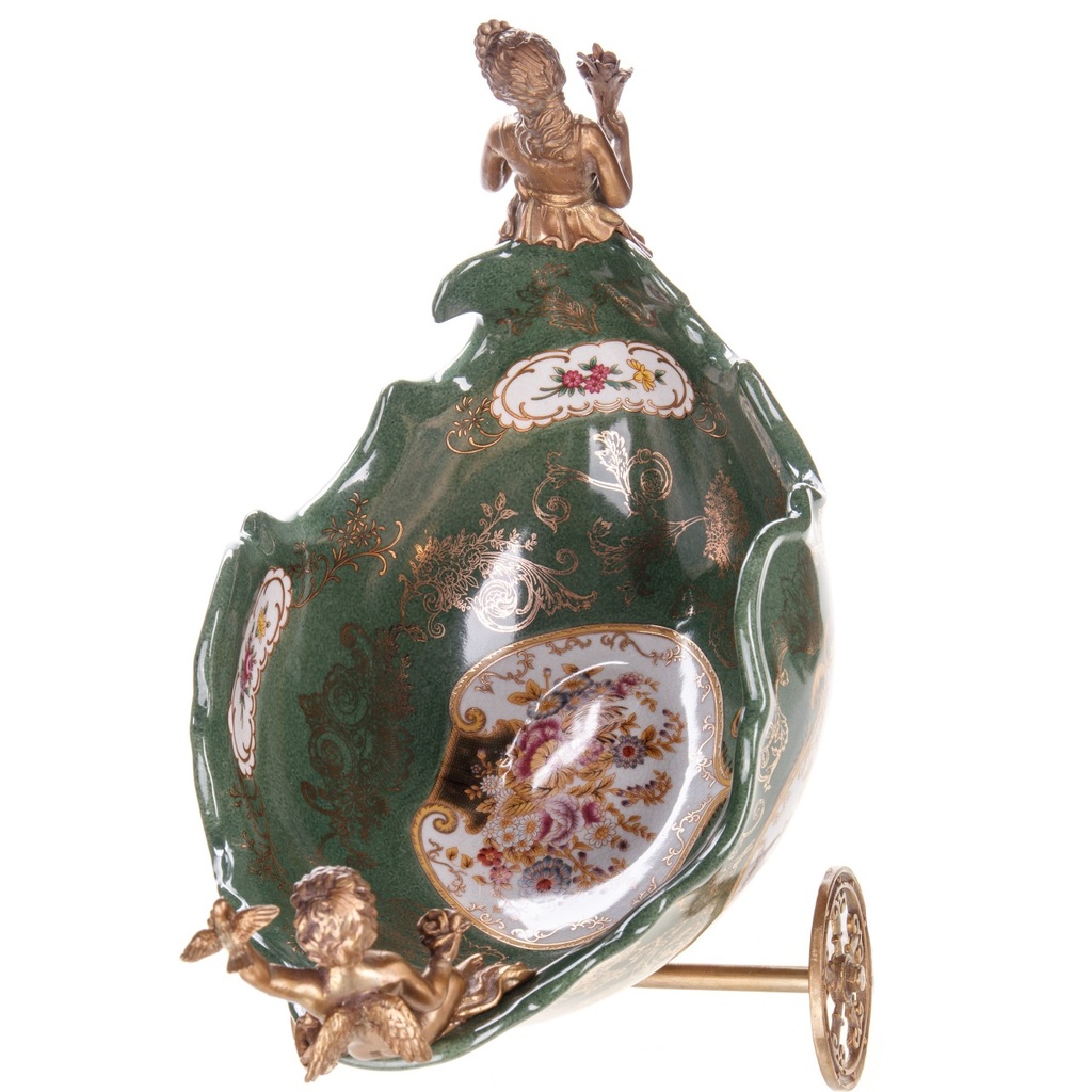 [LA-1822469] Porzellan mit Bronze Schale Kutsche mit Frau und Engel Bild 4