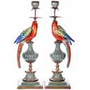 [LA-1822470] Porzellan mit Bronze Kerzenständer Papageien Set/2 Bild 2
