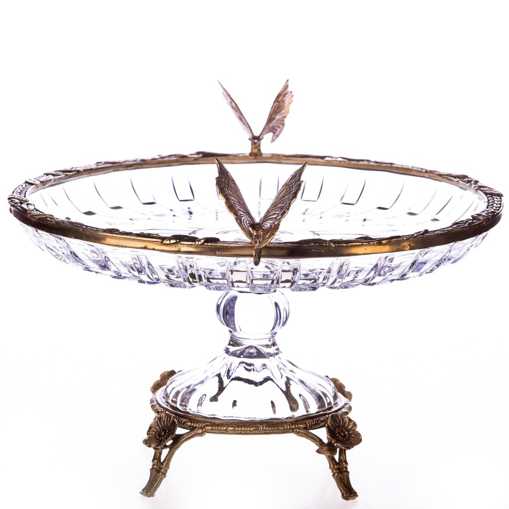 [LA-1822476] Glas mit Bronze Schale mit Schmetterlingen Bild 2