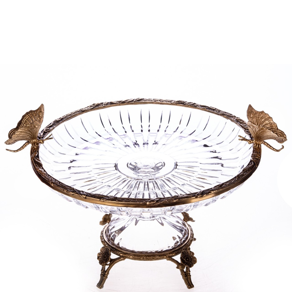 [LA-1822476] Glas mit Bronze Schale mit Schmetterlingen Bild 3