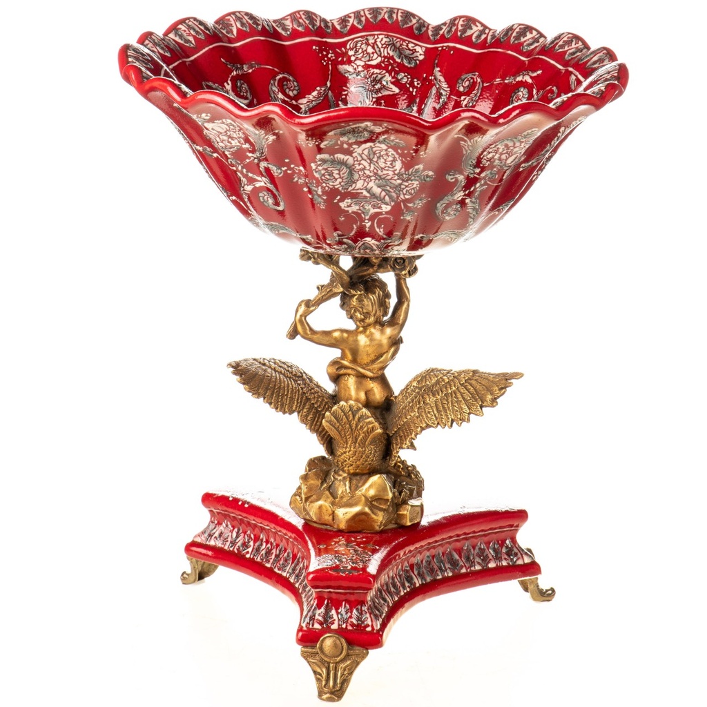 [LA-1822527] Porzellan mit Bronze Schale mit Jungen auf Schwan Bild 2