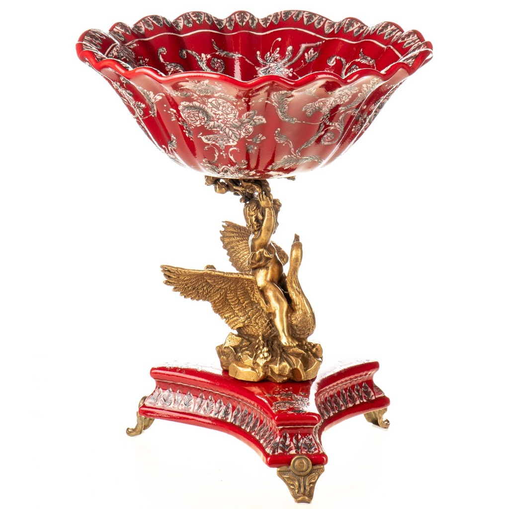 [LA-1822527] Porzellan mit Bronze Schale mit Jungen auf Schwan Bild 3